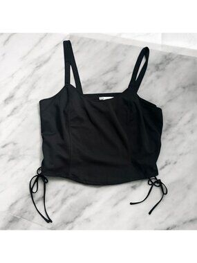 LOVE TO BE LOVED Black Gathered Side Crop Tank Top Size 3X NEW NWT